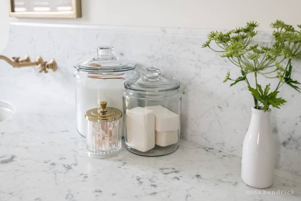 Bathroom storage ideas for soap and q-tips