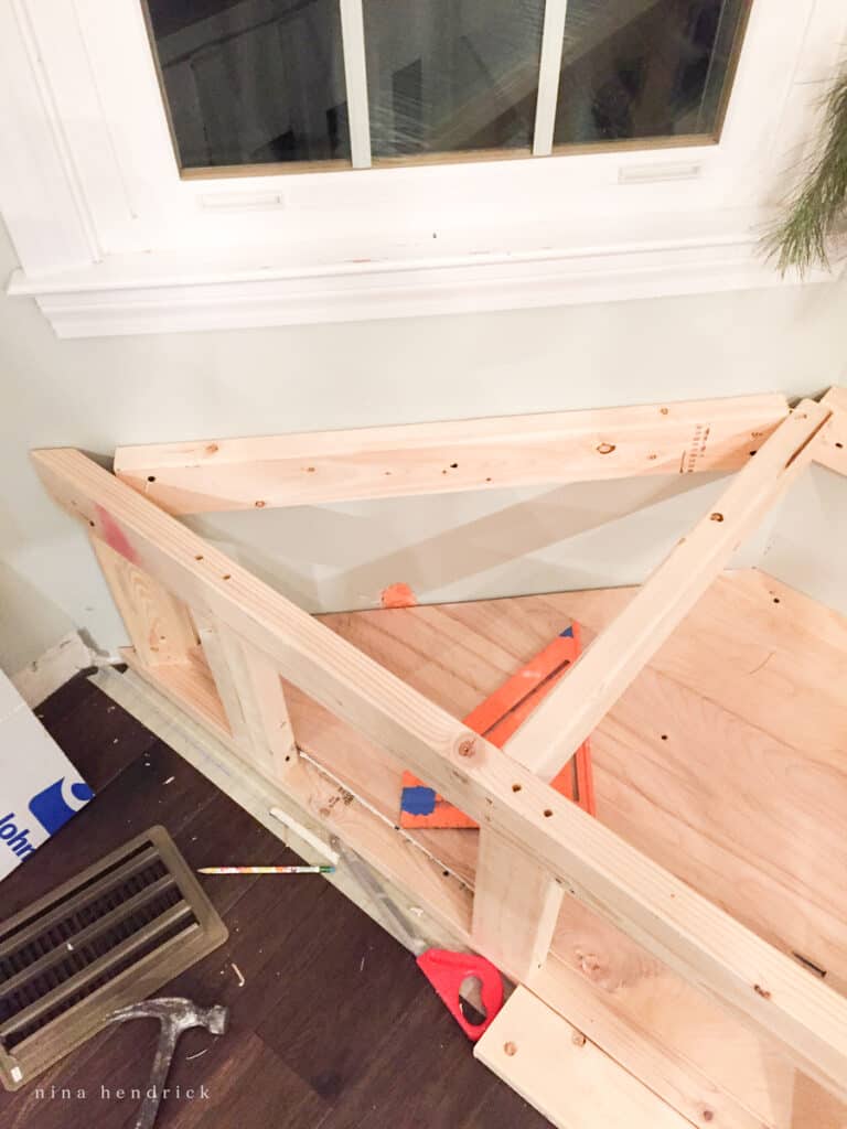 build your cross supports for the bay window bench lid