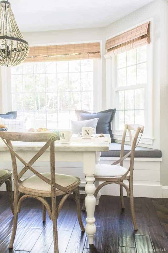 image of breakfast nook room of table and chair close up