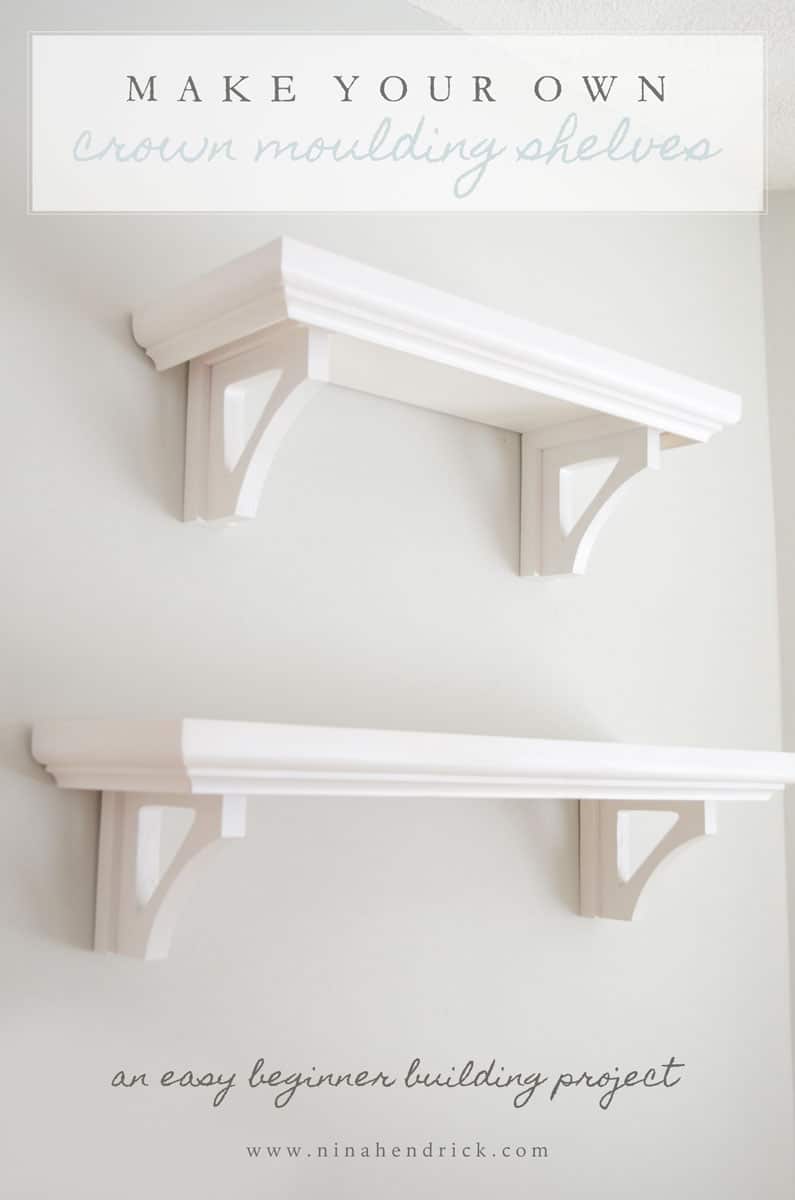 White Crown Moulding Cafe Shelves on a gray wall