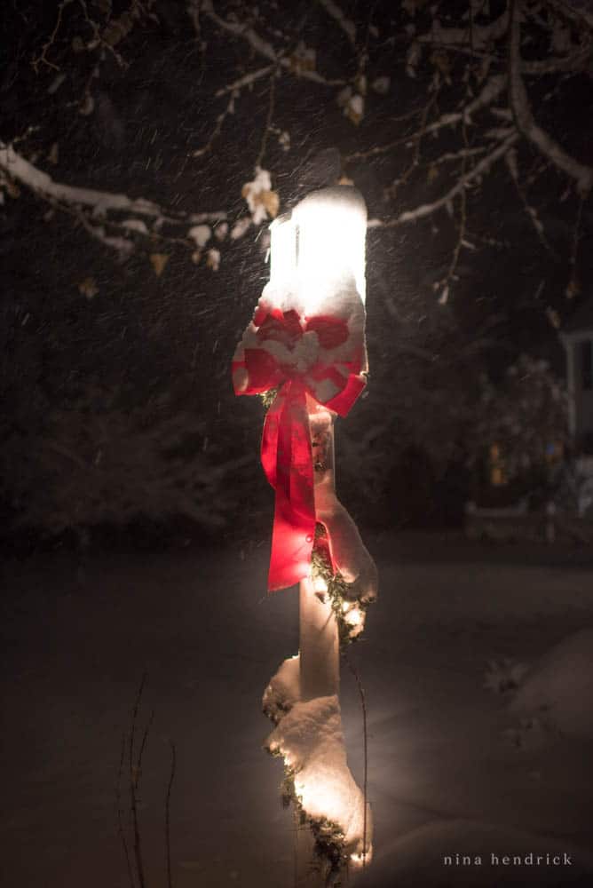 Lantern with red ribbon