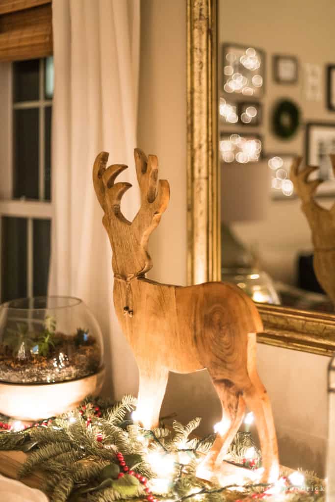 wooden deer Christmas decor