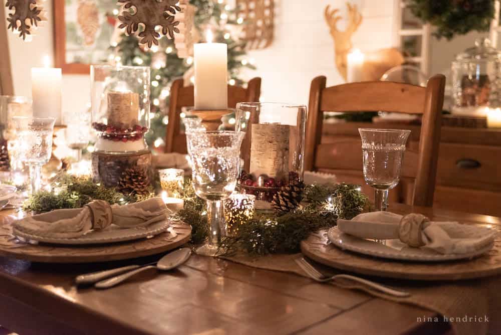 Tablescape with candlelight at night