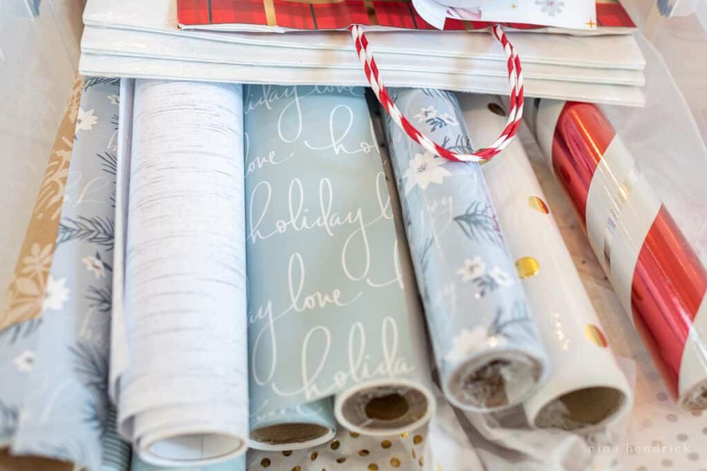 gift wrap supply storage ideas