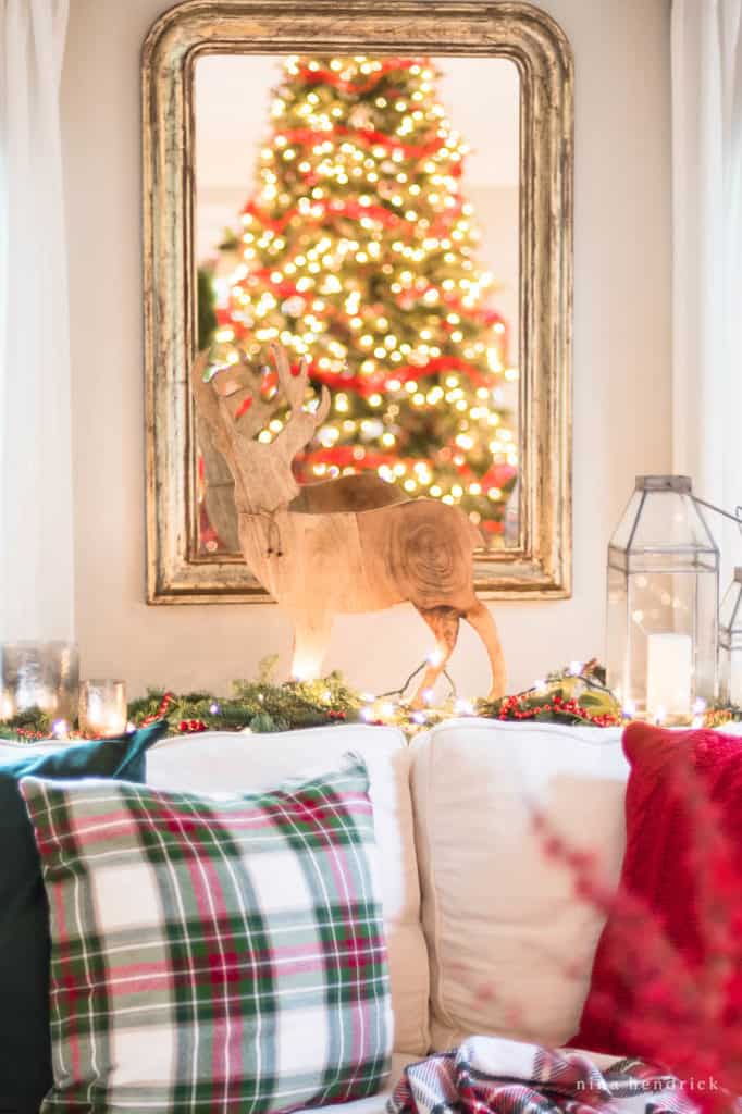 Traditional Christmas Tree Decorations in Mirror