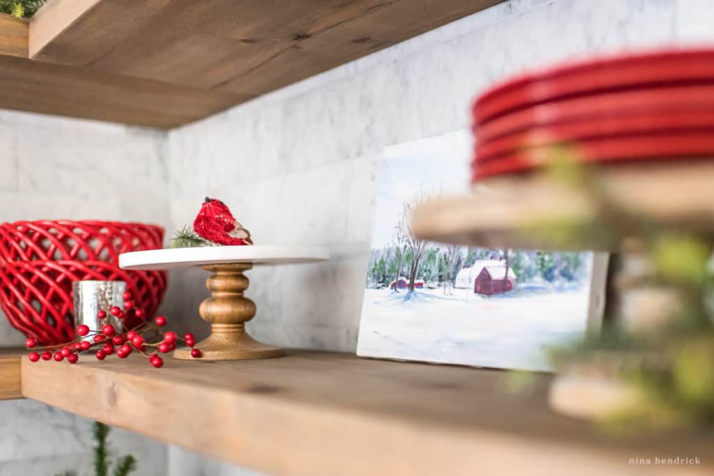 Classic Christmas Kitchen Shelf Vignette