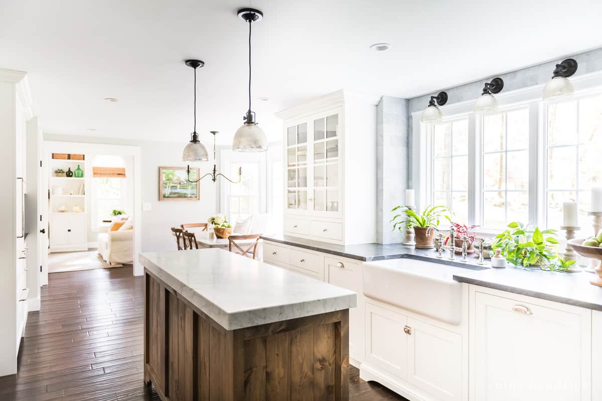 classic kitchen makeover with marble and jet mist granite