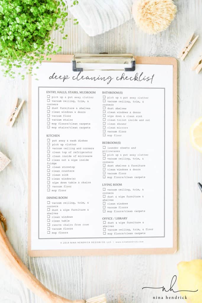 Cleaning Checklist for Your Whole House: Free Printable Template