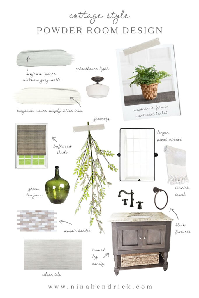 cottage style powder room design inspiration mood board