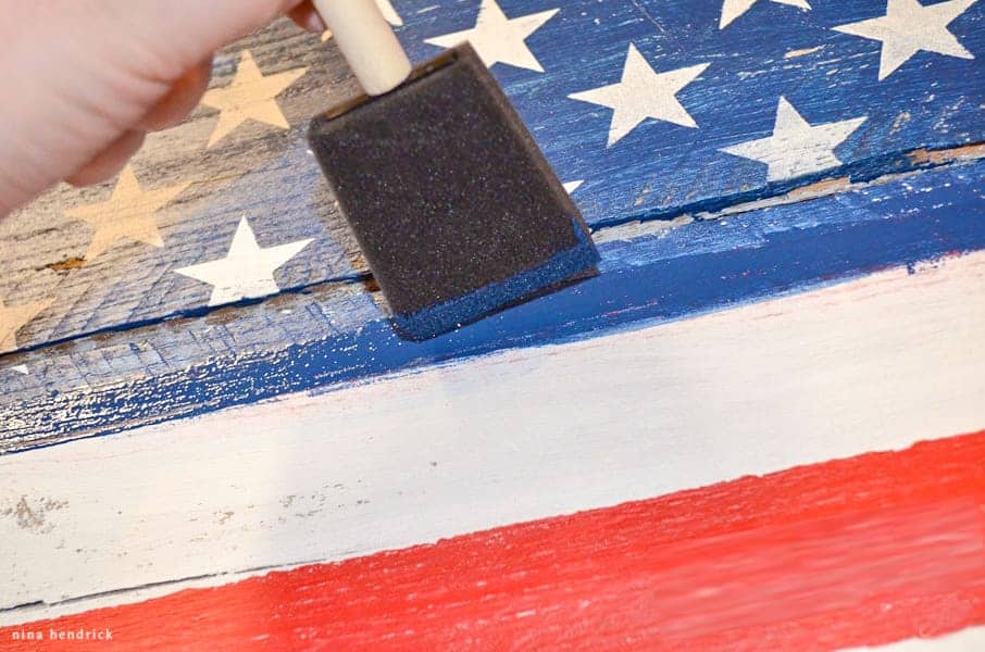 DIY Rustic Pallet Wood American Flag | Step Ten: Make any fixes or touchups. 