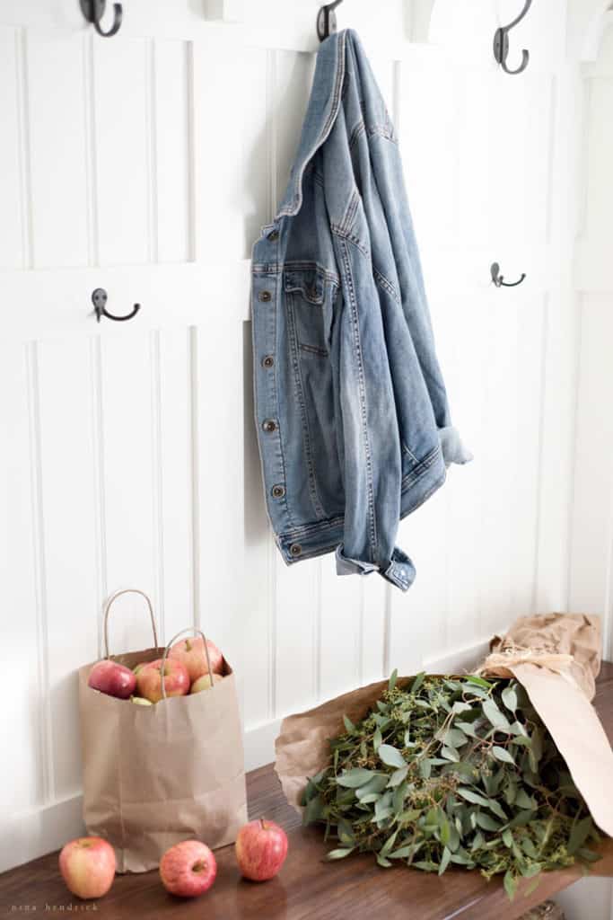 coat hooks and farmer's market haul