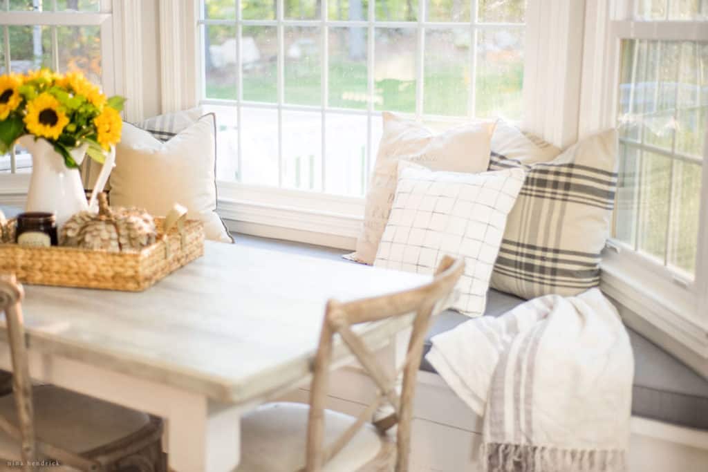 Cozy early fall kitchen window seat