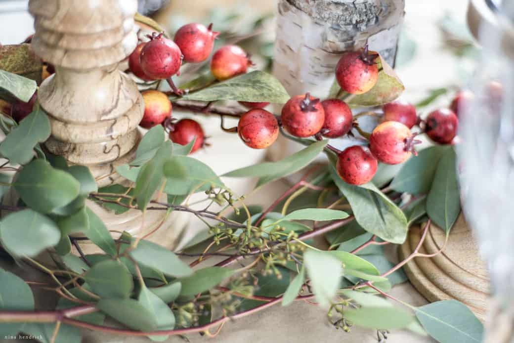 crabapple and eucalyptus centerpiece