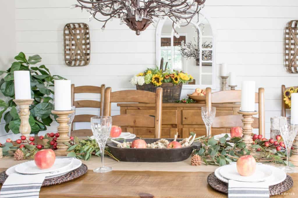 Early fall tablescape with apples