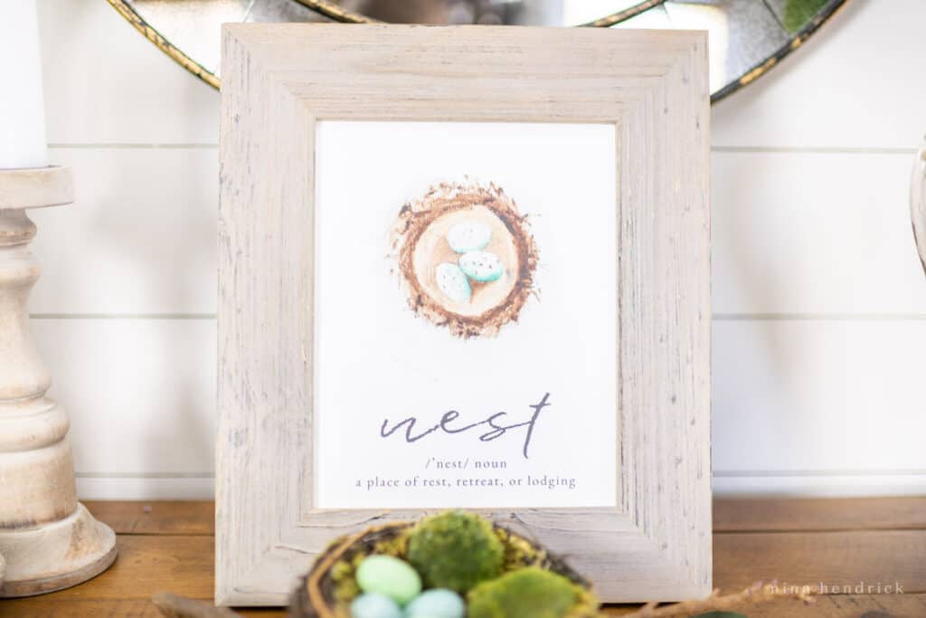Nest Easter and spring free watercolor printable 