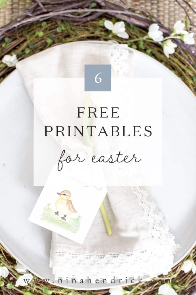 Pinterest graphic with text — 6 free printables for Easter