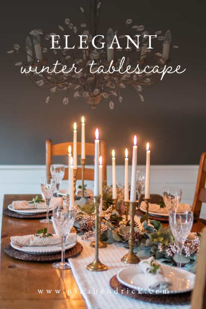 Elegant winter tablescape pinterest graphic