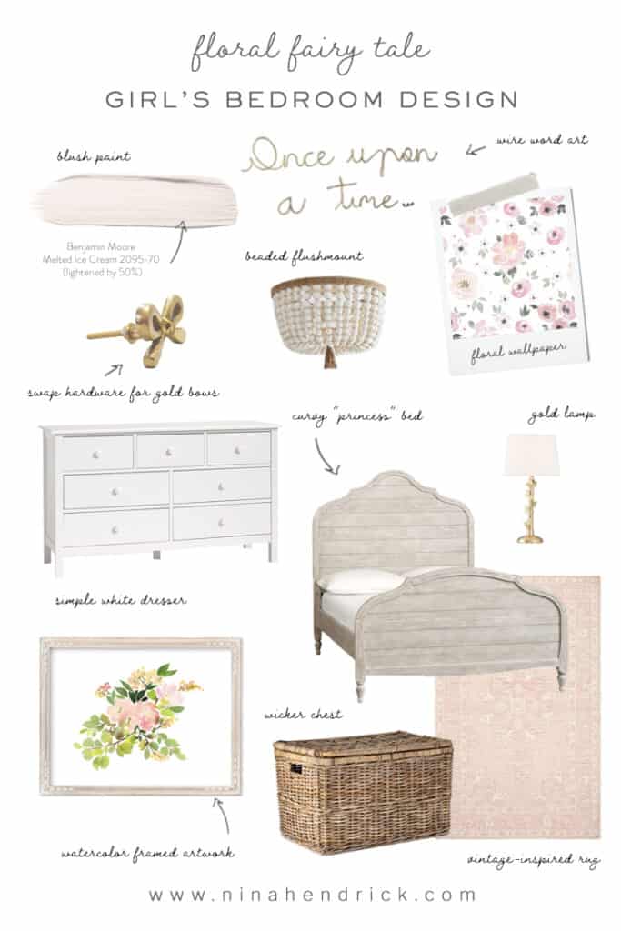 fairy tale floral pink girl bedroom design inspiration