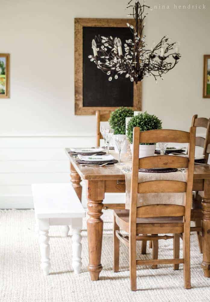 Dining room with a wood dining set.