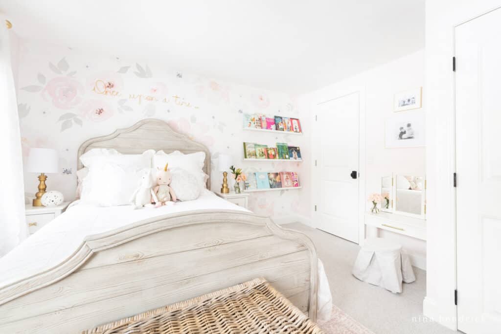 Fairy Tale Blush Floral Girl's room Makeover