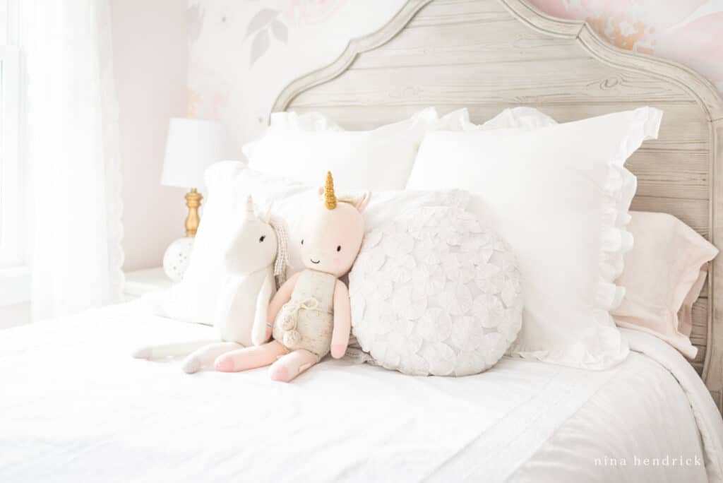 Cuddle & Kind Unicorn and linen and lace bedding