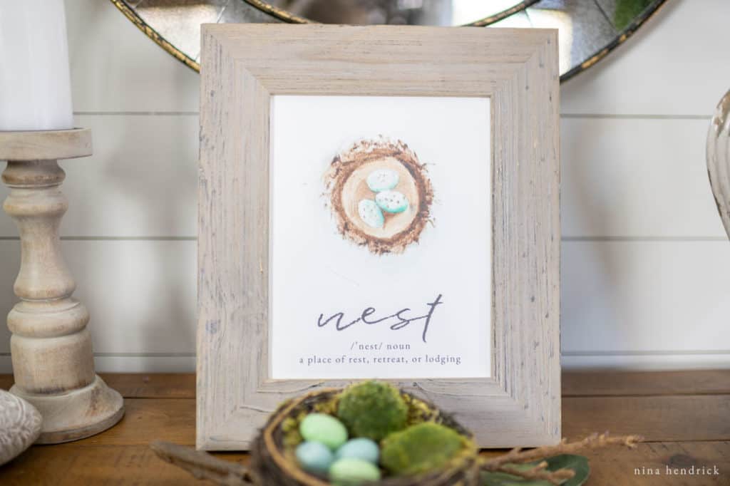 Closeup of Free Nest Watercolor Printable.