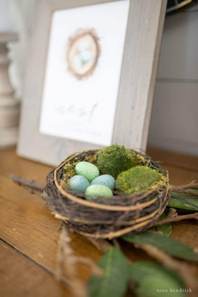 Nest decor and Free Nest Watercolor Printable.