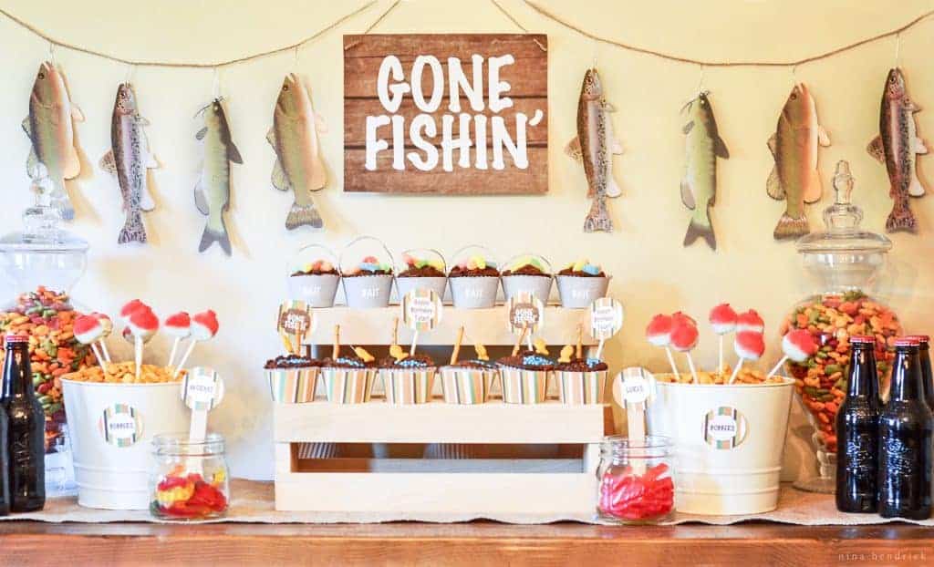 Gone fishing party food display