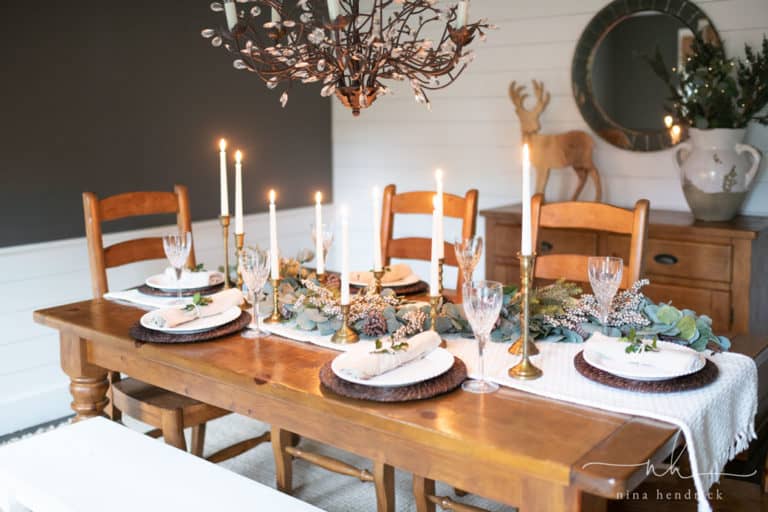 Green and Gold Christmas Tablescape