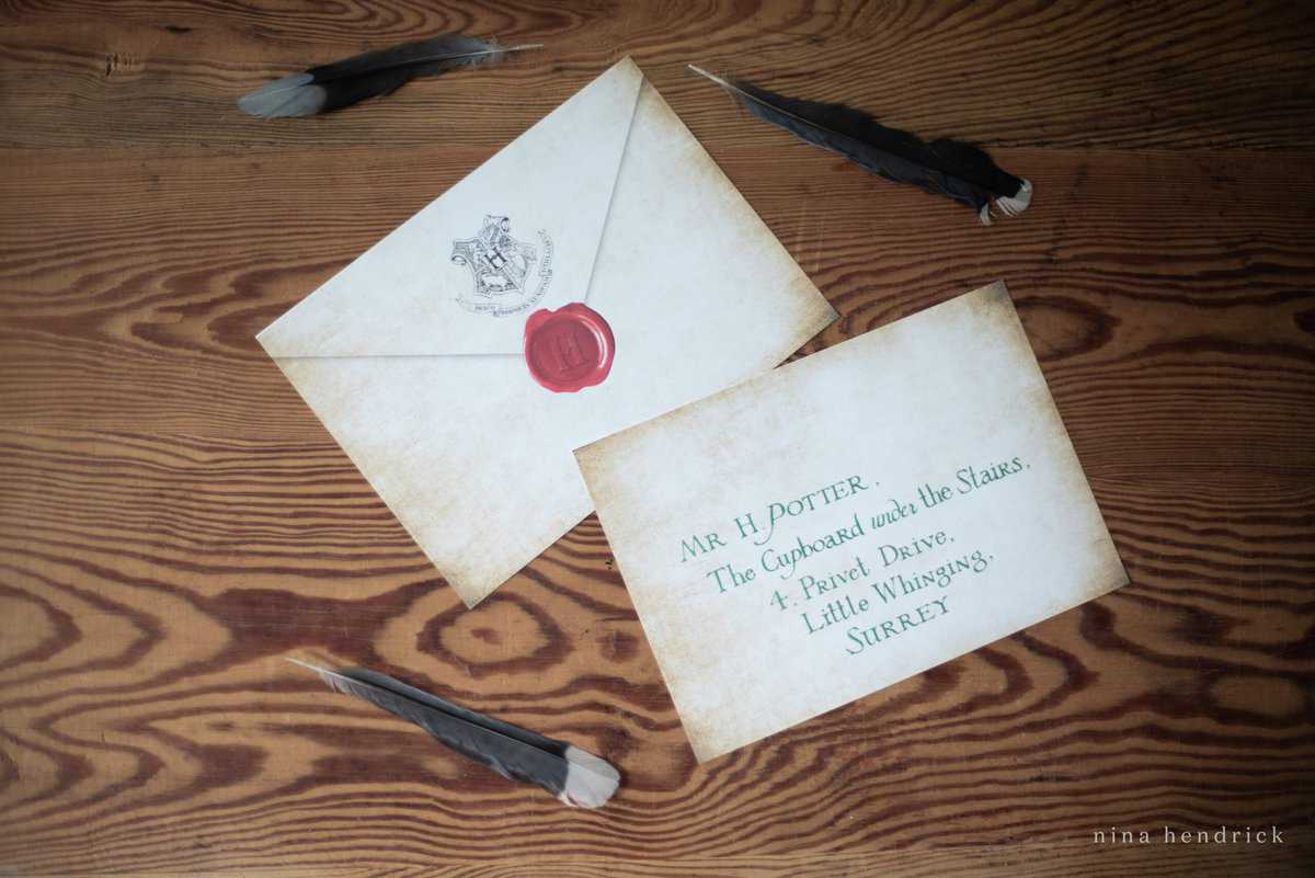 Hogwarts acceptance letter and Harry Potter invitations.
