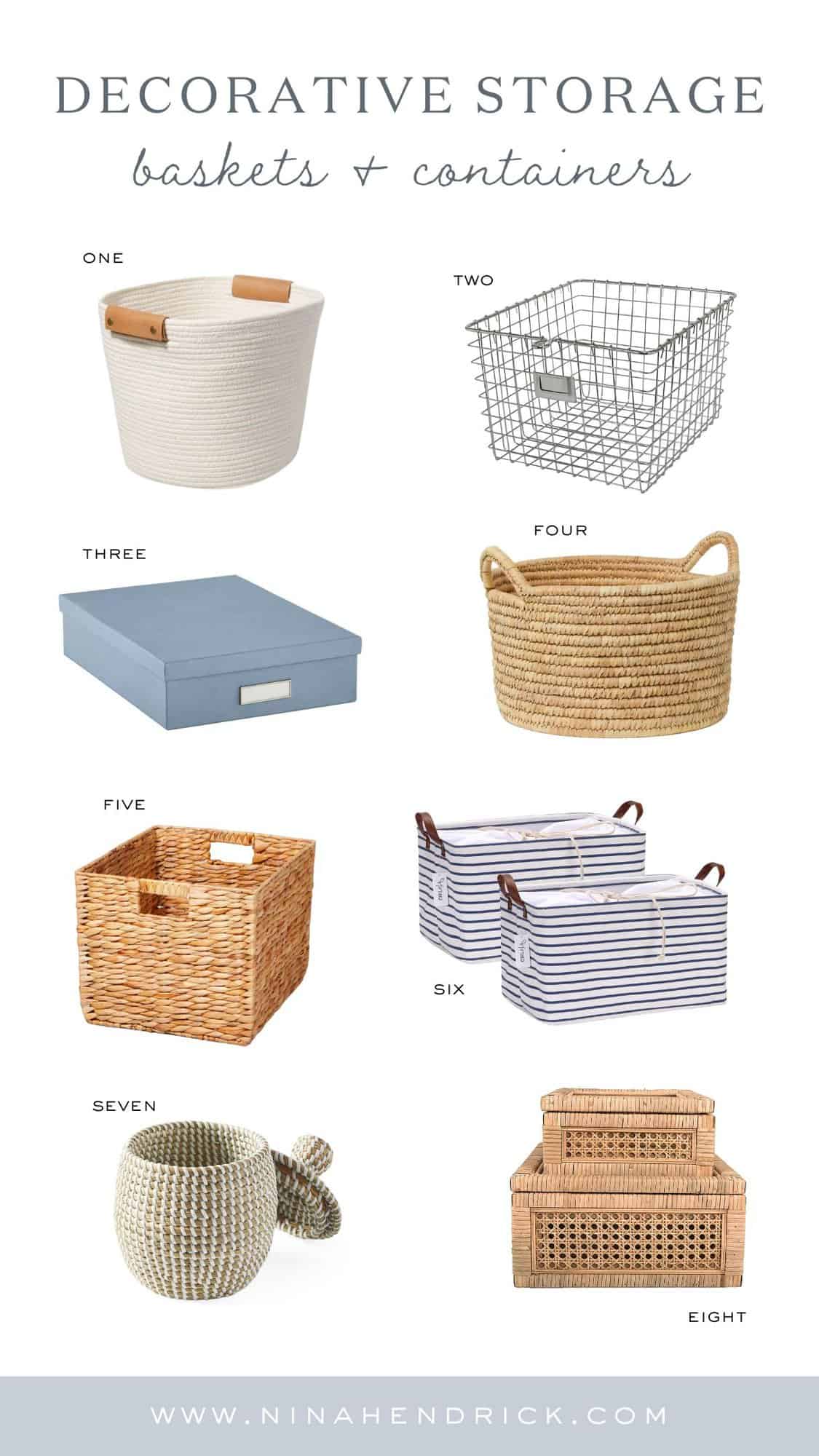 Home organization containers and storage baskets shoppable collage
