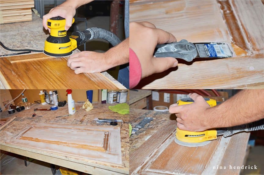 How to Paint Oak Cabinets Tutorial: Prep Drawers and Doors.