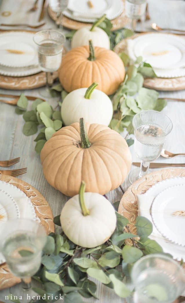 Centerpiece with muted pumpkins