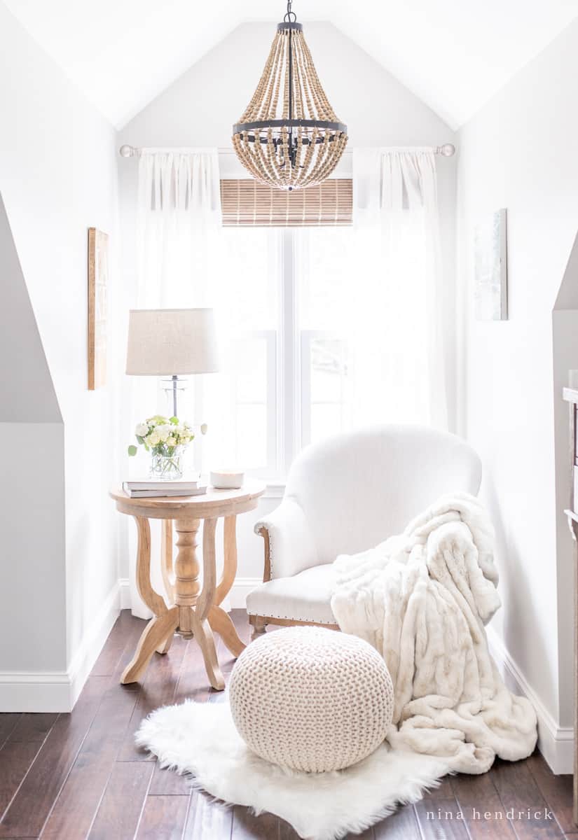 Cozy reading nook with overhead and task lighting