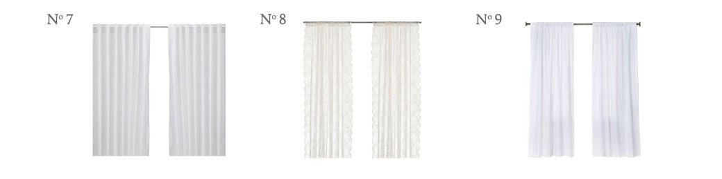 Graphic showing light and airy drapes to help find inexpensive window treatments