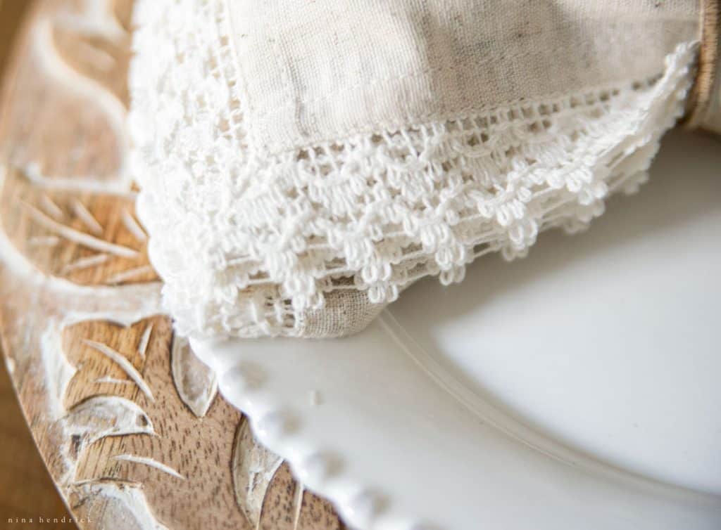Lace napkins at place setting