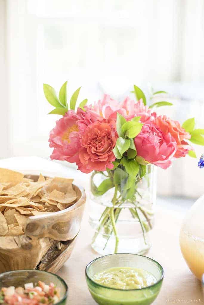 Orange and pink Cinco de Mayo floral centerpiece