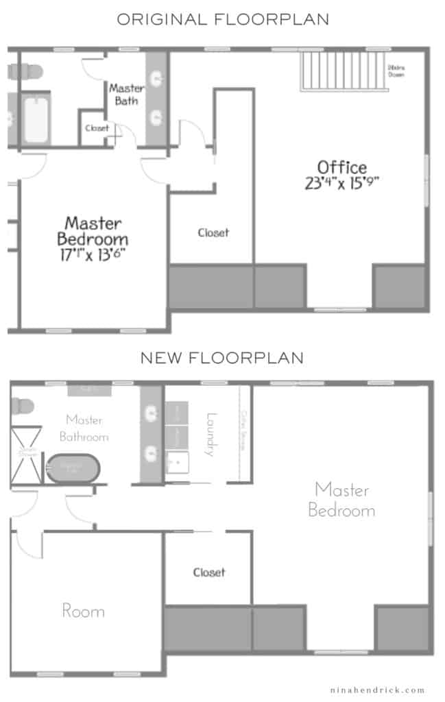 Floor plan switch for a primary bedroom