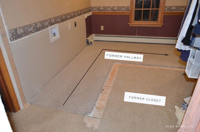 you used to access this space from an awkward hallway that looped around the closet.