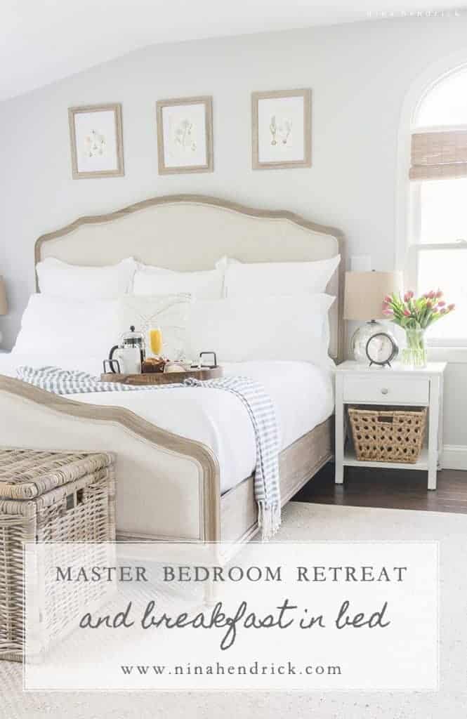 Master Bedroom Retreat & Breakfast in Bed | Gather Mother's Day inspiration from this master bedroom retreat makeover, fresh spring flowers, and a decadent breakfast in bed.