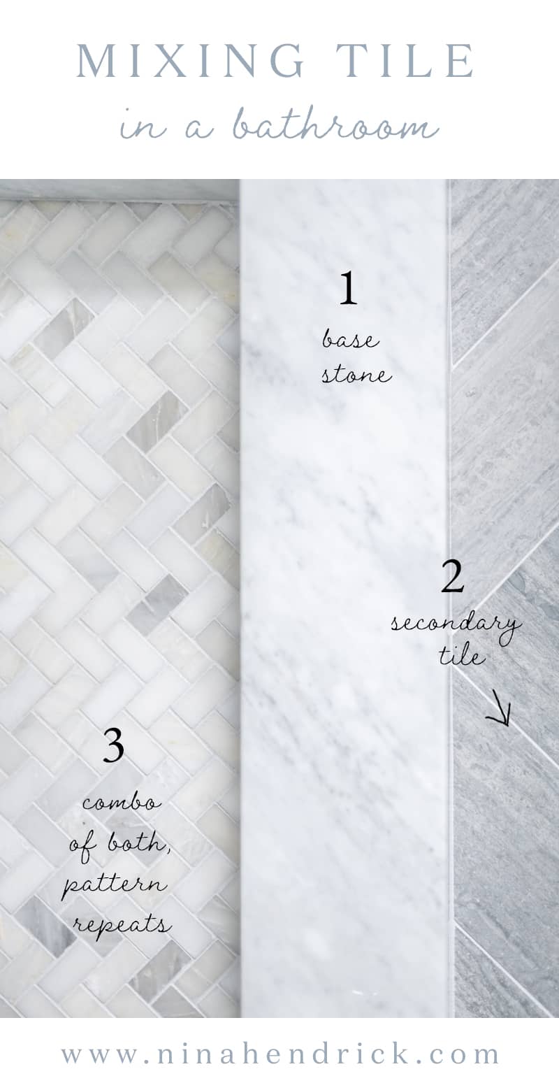 Mixing tiles in a bathroom graphic with steps