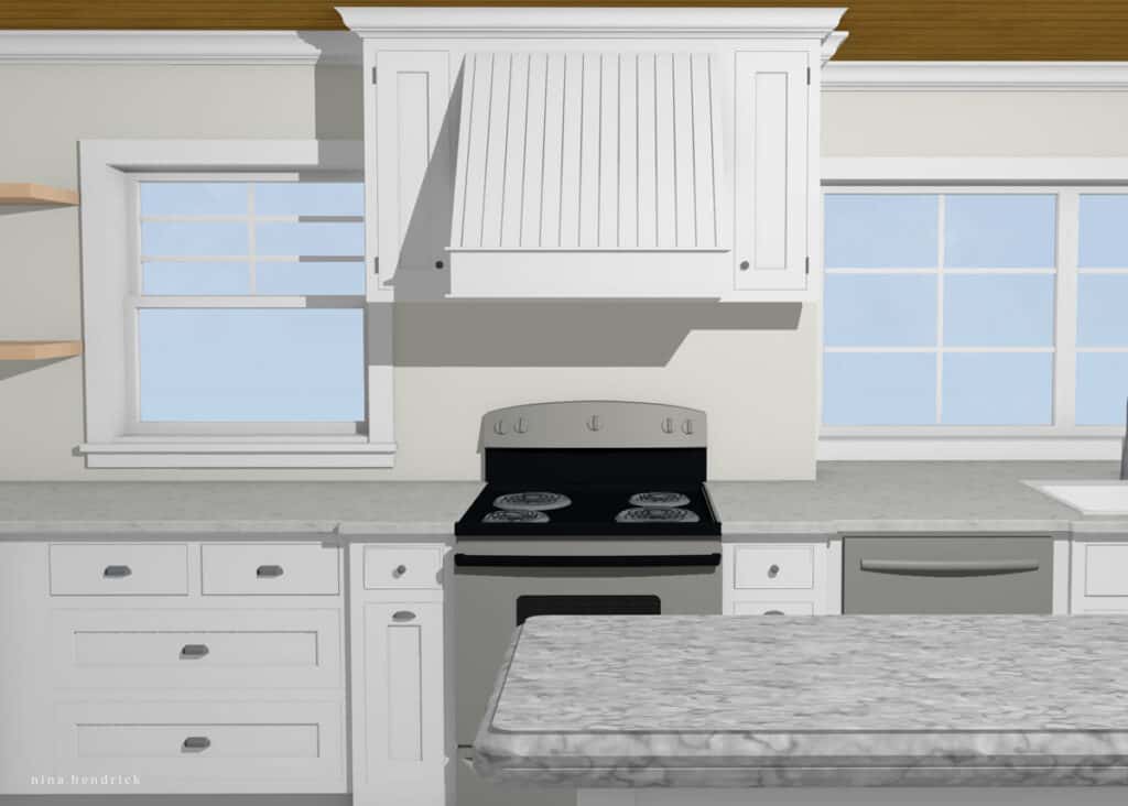 Rendering of a farmhouse kitchen
