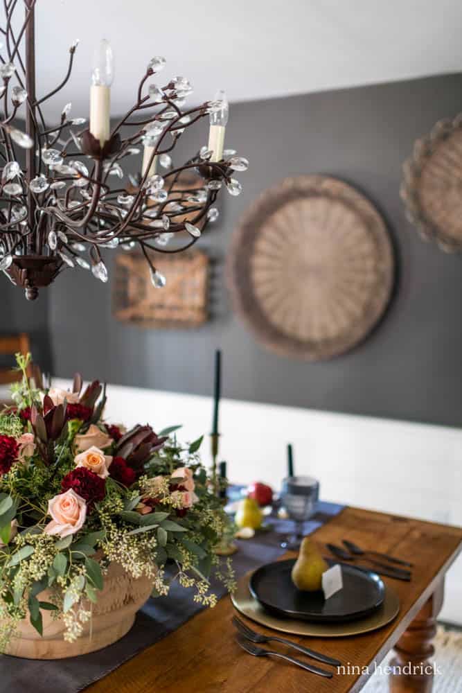 flowers on dining room table