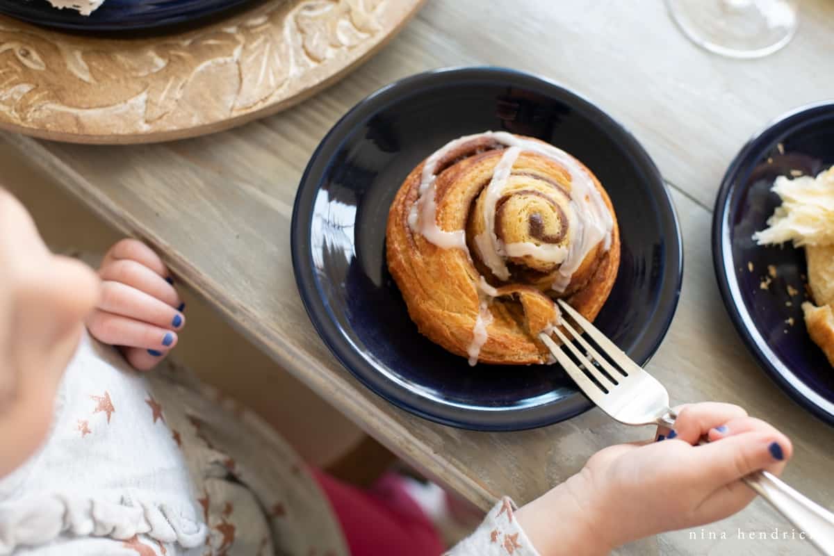 Eating a Cinnamon Bun