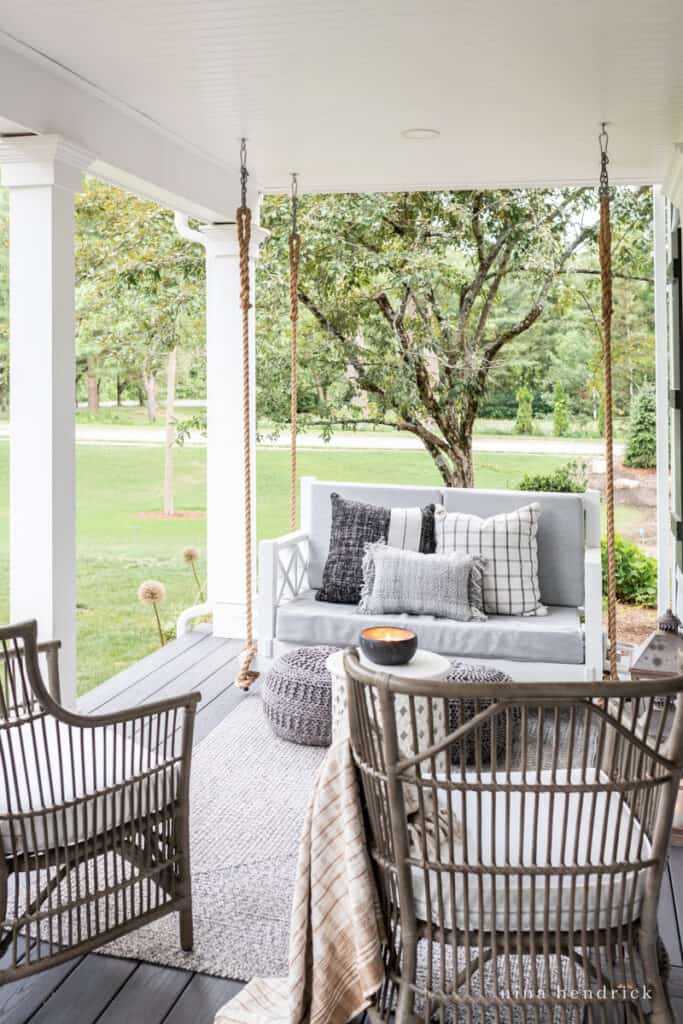 bed swing on the summer porch