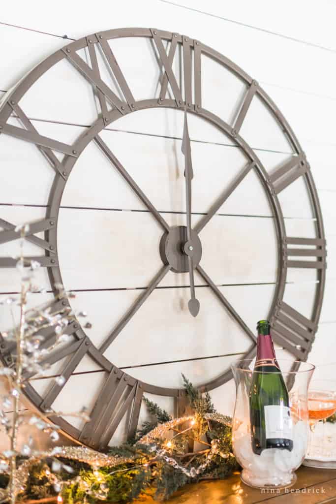 New Year's Eve vignette with giant clock