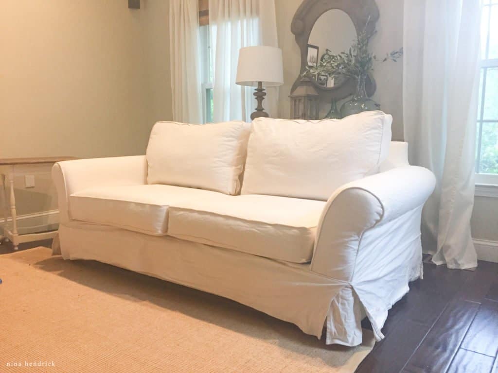 PB Comfort Sofa with shrunken slipcover