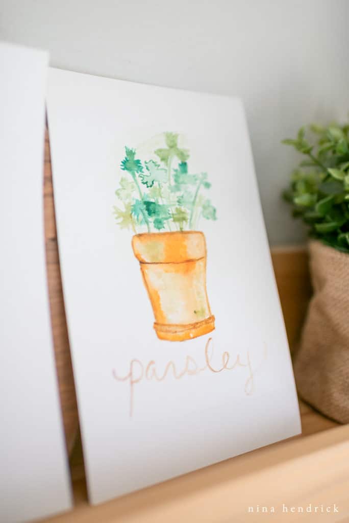 free printable potted parsley watercolor