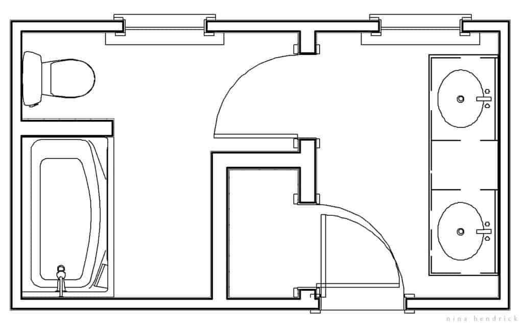 primary bathroom floor plan before