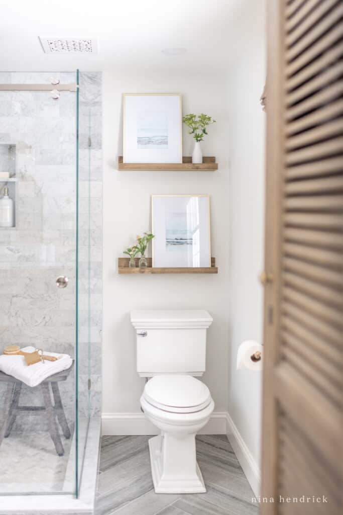 Primary Bathroom Makeover and decorating ideas for above the toilet